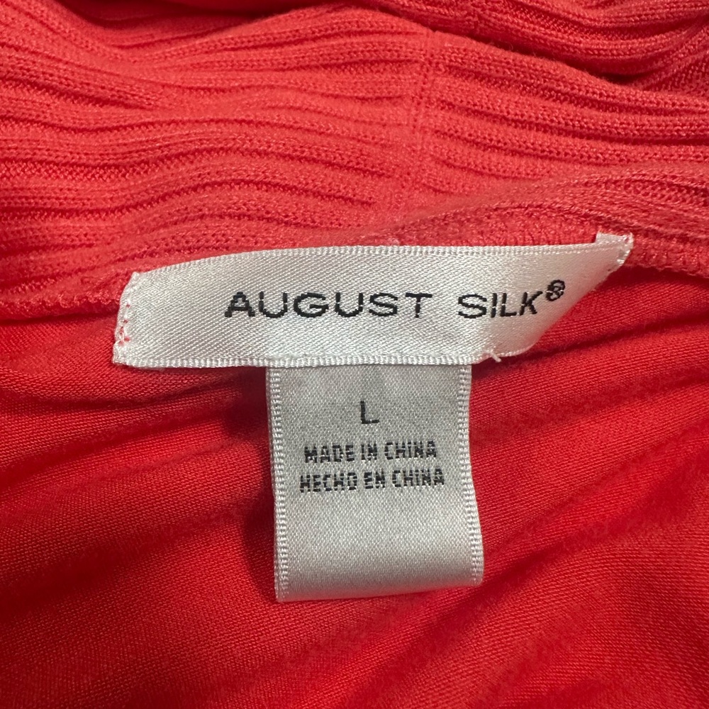 Cowl Neck Coral Short Sleeve Shirt- Large - Picture 6 of 8